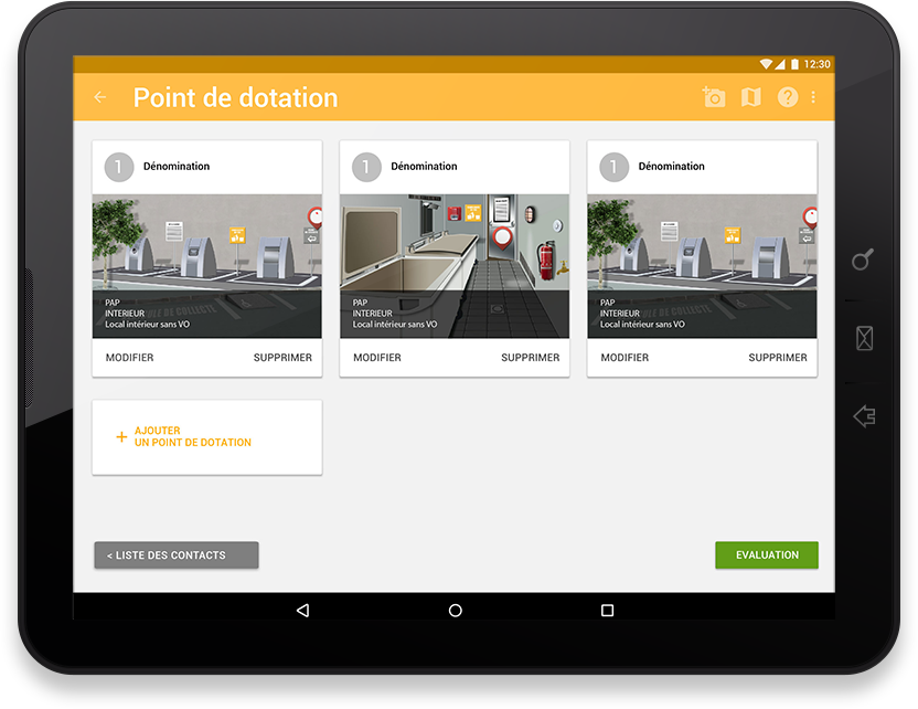 Aperçu de l’application Trackoe : Audit de la dotation en contenants
