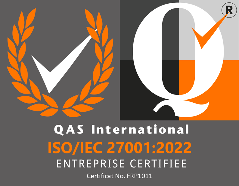 Logo QAS International : ISO/IEC 27001:2022, entreprise certifiée