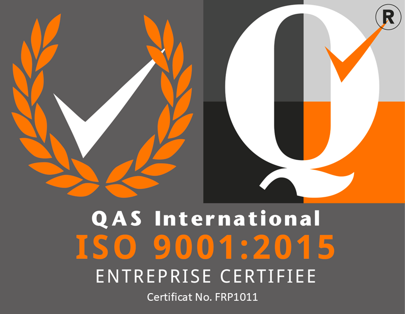 Logo QAS International : ISO 9001:2015, entreprise certifiée