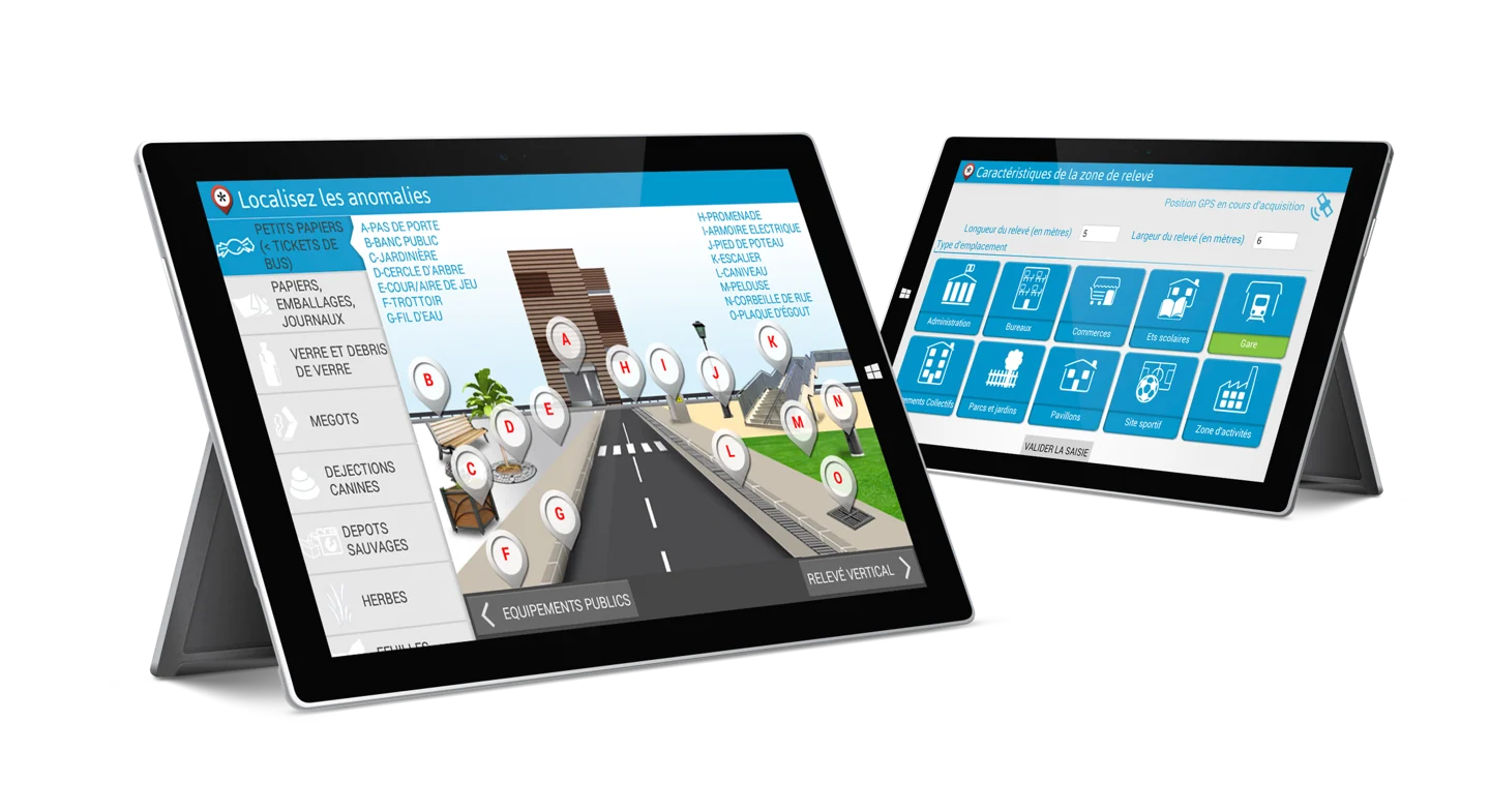 Aperçu de l’application Trackoe : Indicateurs de propreté de l'espace public